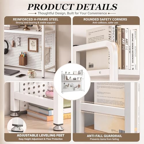 Leinuosen Desk Hutch for Dorm with Pegboard 2 Tier Dorm Desk Organizer - Image 5