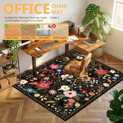 Office Chair Mat for Hardwood Floor & Tile Floor,48"X 60"-Black Multicolor - Image 3