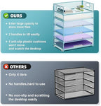 Marbrasse 6 Tier Paper Organizer Letter Tray - Mesh Desk File Organizer with Handle, Paper Sorter for Letter/A4 Office File Folder Holder -Blue - Image 2