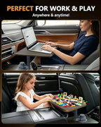 Car Desk for Laptop, 360° Rotation Cup Holder Table, Car Table & Car Food Tray for Tesla Model Y/3, F-150/Ram 1500/GMC Sierra 1500 & Most Vehicles, Car Accessories for Women & Men(Long Pole) - Image 2