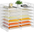 Marbrasse Desktop Literature Organizer, 12 Compartments Mesh Paper Organizer Desk Organizers, Adjustable File Sorter Mail Center Paper Storage Cabinet Classroom Mailbox for Office Home School, White by Marbrasse