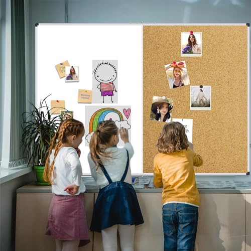 XBoard Magnetic White Board and Bulletin Corkboard Combination, 60 x 48 Inch Foldable Dry Erase & Cork Combo Board for wall with Aluminum Frame, 5' x 4' Notice Memo Board Pin Vision Board - Image 6