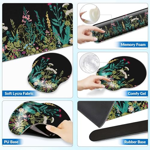 Desk Mat Set Keyboard and Mouse Pad with Wrist Rest Support - Image 5
