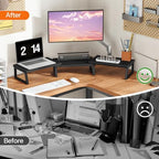 HOOBRO Dual Monitor Stand Riser, Computer Monitor Stand for PC, Black - Image 7
