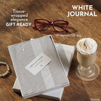 SETTINI® Vegan Leather Journal Gift Set with Pen 192 Pages, Modern White - Image 6