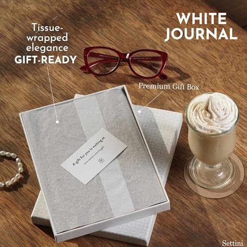 SETTINI® Vegan Leather Journal Gift Set with Pen 192 Pages, Modern White - Image 6
