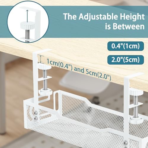 2Pack Under Desk Cable Management Tray, No Drill Mesh Desk Cable Tray - Image 3