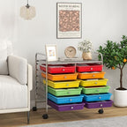Giantex 12 Drawers Rolling Cart, Mobile Storage Drawer Cart, Classroom Organizer Cart for Office School Supplies Tools Scrapbook Paper Craft Small Printer, Utility Cart on Wheels, Multicolor - Image 2