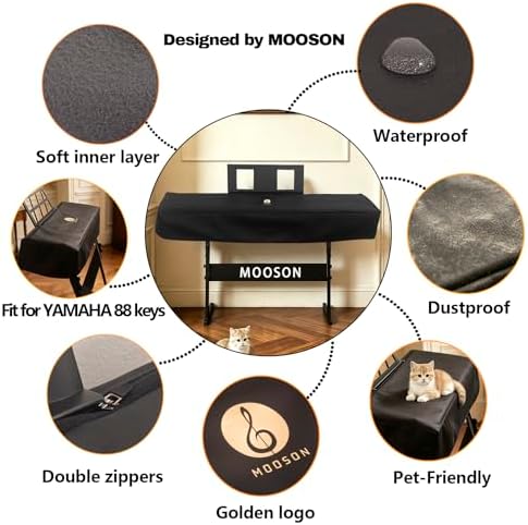 88-Keys Keyboard Dust Cover for Yamaha KBP-1100/KBP-2100, Extra Large Soft Protective Waterproof Dustproof Anti-Scratch Cover Fit Yamaha 88-Key Electronic & Weighted Digital Piano - Image 5