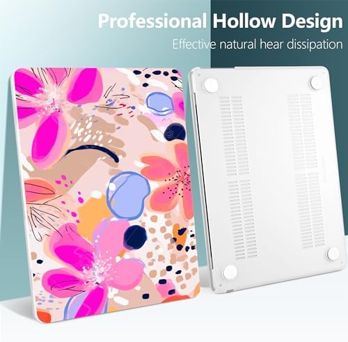 DONGKE for MacBook Air 13 Inch Case M5 2026 M4 2025 M3 M2 2024-2022 A3449 A3240 A3113 A2681, Plastic Hard Shell & Keyboard Cover & Screen Film for MacBook Air 13.6 Inch Case - Floral Artistic - Image 4