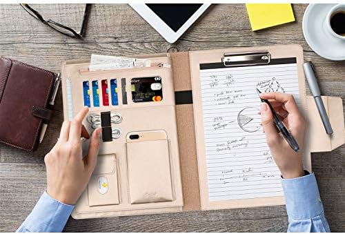 Toplive Portfolio Case, Conference Folder Executive Business Padfolio with Document Sleeve, Letter/ A4 Size Clipboard, Business Card Holders, Portfolio Padfolio for Women & Men, Rose Gold - Image 6