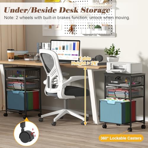Sbanmao Rolling File Cart with 3 Drawers, Filing Cabinet, Hanging Folder Holder Organizer with Wheels, Under Desk Storage Utility Cart, File Cabinet Printer Stand for Home Office, Black - Image 4