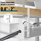 Under Desk Cable Management Tray White, Litwaro Cable Management Under Desk No Drill, 25'' Cable Tray with Clamp for Wire Management, Cord Organizer for Office, Home - No Damage to Table - Image 2