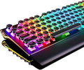 RK ROYAL KLUDGE S108 Typewriter Style Mechanical Gaming Keyboard with RGB Backlit, Wired PC Game Keyboard Full Size with Detachable Wrist Rest and Number Pad, Retro Round Keycaps, Red Switches Black by RKROYALKLUDGE