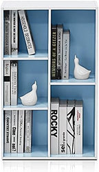 Furinno LUDER Book Shelf, 5-Cube Bookshelf, Reversible Bookcase, 9.4 x 19.5 x 31.5, Easy Assembly, for Living Room, Bedroom, Home Office, White/Light Blue - Image 6
