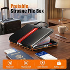 Fireproof Document Organizer with Lock, Semi-Rigid EVA Shell File Box with 13-Pocket Accordion Folder, Water-Resistant Storage for Important Documents, Passports & Certificates - Image 6
