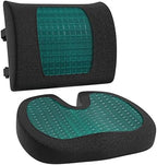 Amazon Basics Comfortable Seat Cushion & Lumbar Support for Office Chairs, Gel Enhanced Memory Foam, Non-Slip, Cooling, Portable, Pack of 2, Rectangular, Black - Image 2