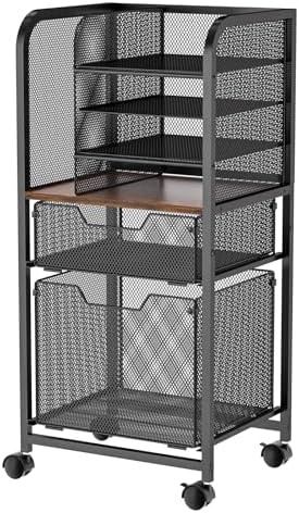 Feyejade 6-Tier Rolling File Cart Multi Mobile Drawer Cabinet Black by Feyejade