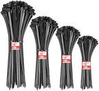 400PCS Zip Ties, Assorted 12/14/16/18 Inch Black Cable Ties, 150Lbs by CZSMSC