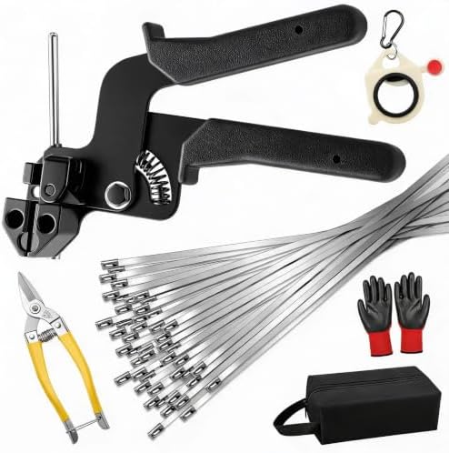 Metal Zip Tie Gun Kit, 150 PCS 304 Stainless Steel Zip Ties, All 11.8 Inch by HDCooL