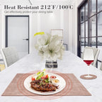 Faux Leather Placemats Set of 6,Heat Resistant Placemats for Dining Table, Easy Clean Non-Slip Place Mats, Waterproof Stain Resistant Wipeable Washable PU Table Mats, (Pink) - Image 3