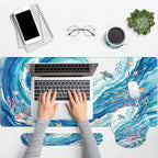 Arttown Keyboard Mouse Pad Set, 4 in 1 Desk Mat Set Ocean Dolphin - Image 7