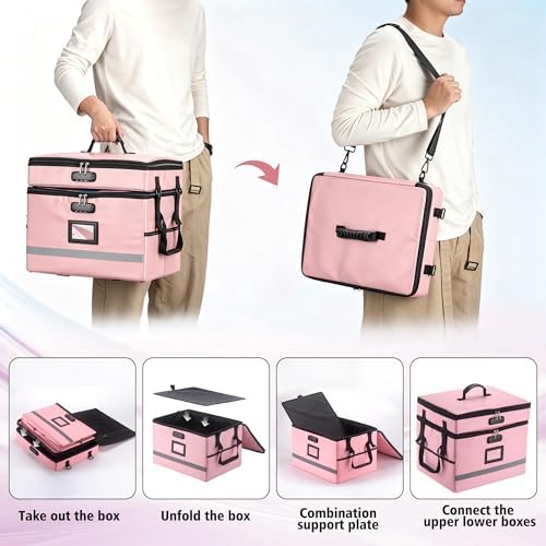 EXLIFBAG Fireproof File Organizer with Lock, 2 Layer - Image 4