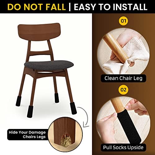 Chair Leg Socks 48/80 Pcs Black Furniture Leg Covers Floor Protectors - Image 6