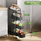 KINGRACK 4 Tier Slim Rolling Cart with Drawer, Metal Utility Storage Cart - Image 3