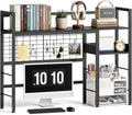 Desk Shelf, 38.6" Desk Hutch with Pegboard Hooks Set, Black by MZNZ