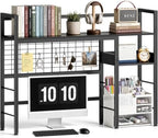 Desk Shelf, 38.6" Desk Hutch with Pegboard Hooks Set, Black by MZNZ
