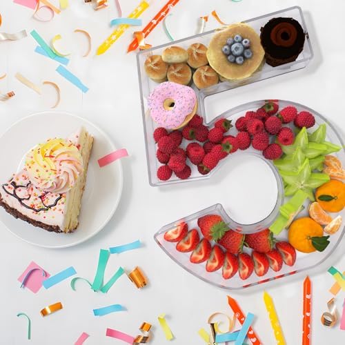 13.8" Extra Large Acrylic Number Charcuterie Board Box, Reusable Fillable Number Cake Candy Dish Display Serving Tray for Birthday Anniversary Party Decoration (5) - Image 4