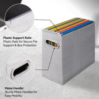 4 Pack Letter Size File Storage Box Collapsible, Fabric Hanging File Folders Organizer, Portable Office Document Holder with Metal Handle, Smooth PVC Rails, Light Gray - Image 4