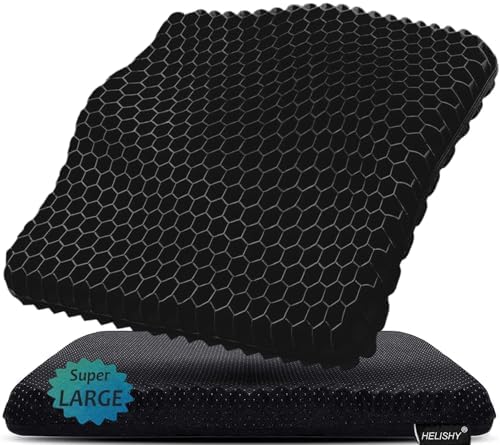 Gel Seat Cushion for Long Sitting, 19" x 18" Super Large & Thick by Helishy