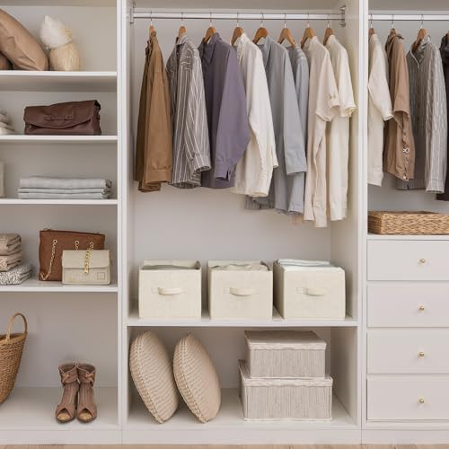 StorageWorks Closet Storage Bins, Beige (Cotton-Linen), Large, 3-Pack - Image 2