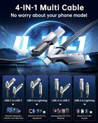[Upgraded] 4-in-1 Long USB C Cable 45W 10FT Lightning Cable Fast Charging - Image 2