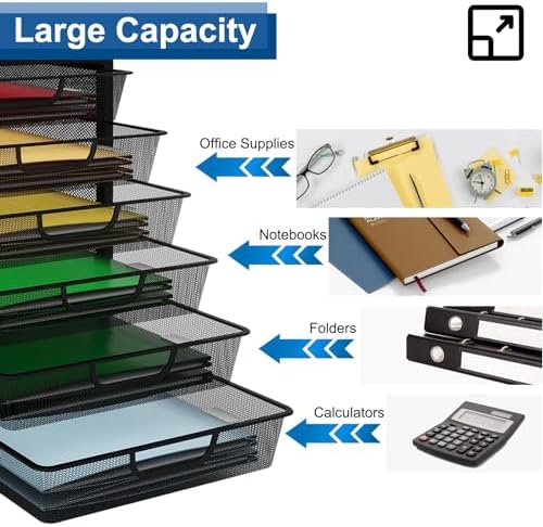 Natwind Mesh Desk Organizer with 6 Tier Sliding Drawers,Black - Image 5