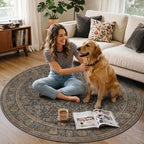 5FT Round Office Chair Mat for Hardwood Floor, Non-Slip Washable Dark Brown - Image 3