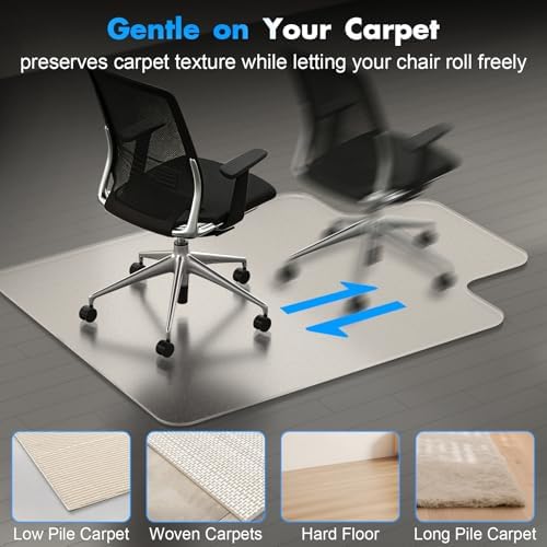 Office Chair Mat for Carpet - 36x48 Inch Heavy-Duty Protection for Low Pile Plastic Computer Desk Floor Protectors for Chairs - Image 4