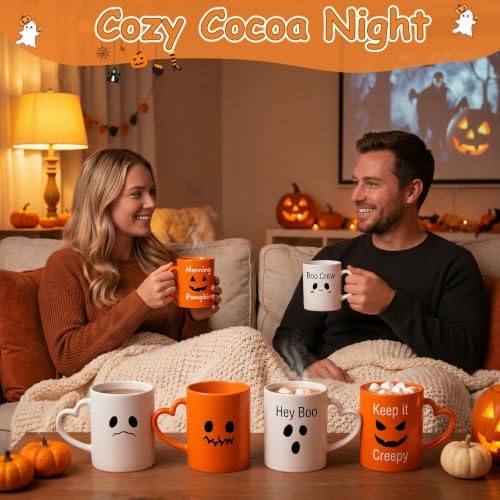 Pickmesh Halloween Coffee Mugs with Heart Handles, 6 Pack 10 Oz Cups - Image 5