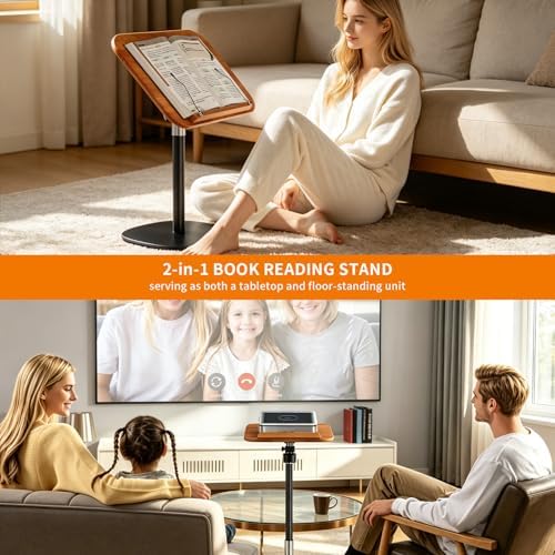 Adjustable Floor Book Stand with Wood Panel for Hands Free Reading - Image 2