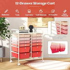 LDAILY 12 Drawer Rolling Storage Cart, Craft Cart Organizer on Wheels w/Metal Frame, Large Capacity & Smooth Drawer, Rolling Cart w/Drawers for Classroom, Office - Image 5