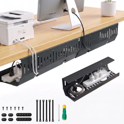 Aothia Under Desk Cable Management Tray, 2 Pack, 16.5 in, Metal, Black by AothiaSimpleNaturalUnique