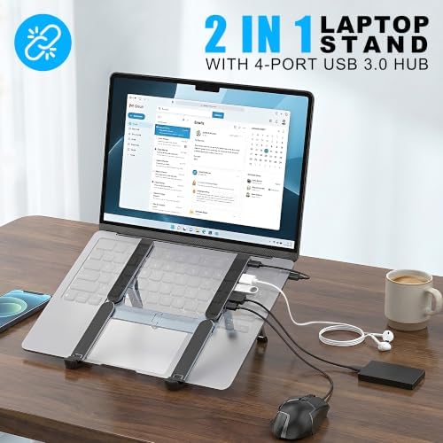Laptop Stand with Docking Station Foldable Computer Riser Desk Hub - Image 2