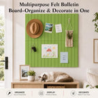 48" x 36" Large Felt Bulletin Board, Bold-Stripe 12-Pack Cork Boards | Fabric Bulletin Board with 60 Adhesive Tabs, 50 Pushpins, Felt Wall Tiles for Office Push Pin Board Felt Board, Matcha Green - Image 2