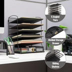 Mind Reader 5 Tier Desk Organizer, Black - Image 4
