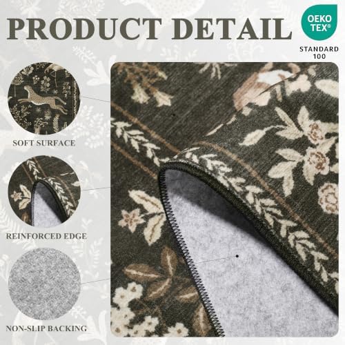 DUKINO 4x6 Area Rug, Washable Rug for Living Room Non Slip, Charcoal Black - Image 4