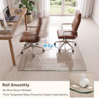 Antok Tempered Glass Chair Mat, 45"x45" Office Chair Mat for Carpet & Hardwood Floors, Heavy Duty 1/5" Desk Chair Mat for Smooth Rolling at Home or Office - Image 3