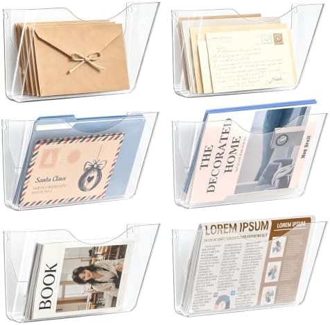 SUPEASY Acrylic Wall File Holder, 6 Pack Clear Wall Mounted File Organizer by SUPEASY
