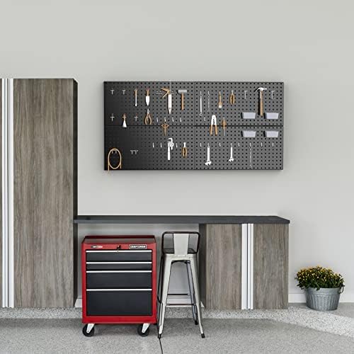 Pegboard Smith 4x2ft Metal Pegboard Kit for Tools Storage, Black Pegboard Wall Organizer with Hooks and Pegboard Bins - Image 4